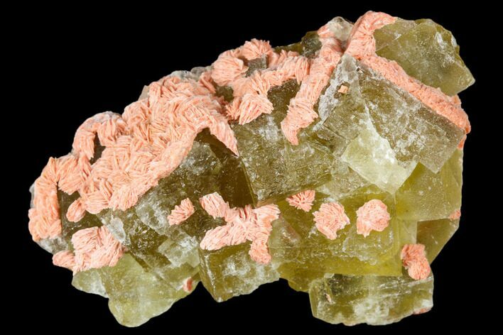 Yellow Cubic Fluorite With Pink Barite - Morocco #173971